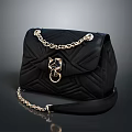 Stylish Black Quilted Handbag With Chain Strap And Metal Clasp Design