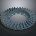 Gray Metal Mechanical Gear With Toothed Edges And Central Holes Design