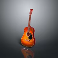 Vintage Acoustic Guitar Featuring Orange Brown Wooden Body And Steel Strings For Home Musical Life