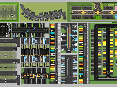 Modern parking lot parking lot net red creative parking space demonstration area parking lot 3d model