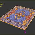 Decorative Living Room Carpet With Blue Red Yellow Ornate Pattern And Tassel Edges