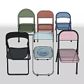 Folding Single Chairs With Multiple Colors And Modern Metal Frame Design 3d model
