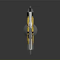 Sci-Fi Sword Metallic Design With Yellow Accents Sharp Blade And Reflective Surface