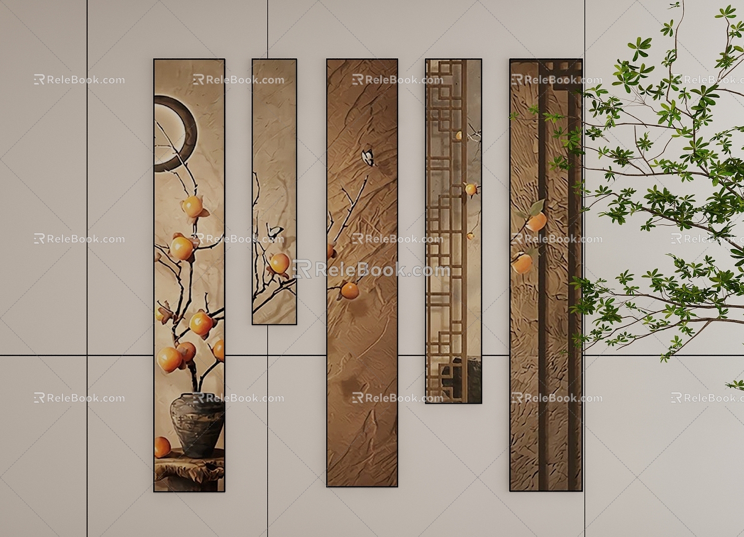 New Chinese Style Decorative Hanging Painting 3d model