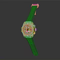 Luxury Rose Gold Watch With Diamond Encrusted Bezel And Black Rubber Strap