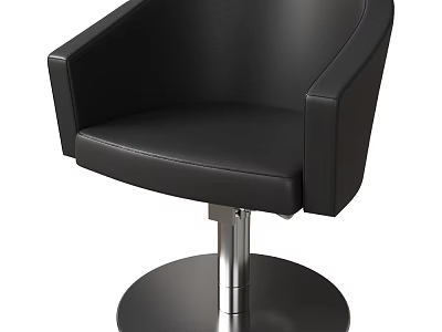Black Leather Leisure Chair With Armrests And Round Metal Base In Modern Design 3d model