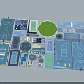 Sports Complex Layout Plan Featuring Basketball Courts Circular Field And Fit Life Area