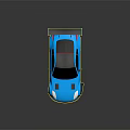 Blue Modified Sports Car With Large Rear Spoiler Black Roof And Wheels