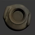 Ancient Clay Jar With Two Handles And Textured Surface Displayed On Dark Background 3d model