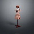 Plaid Dress With Number 21 Hat On Mannequin Wooden Stand