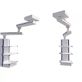 White Medical Pendant With Adjustable Arm And Multiple Shelves For Hospital Use