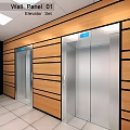 Modern Commercial Elevator Hall Wall Decor With Wooden Strips And Metal Elements