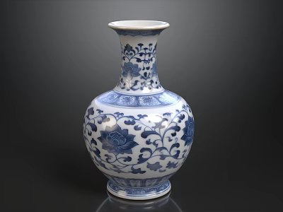 Blue And White Porcelain Vase With Intricate Floral Patterns And Traditional Design 3d model