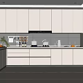 Modern Kitchen With Light Gray Cabinets Island Countertop And Stainless Steel Appliances