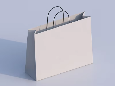 White Paper Storage Basket With Black Handles For Simple Home Organizing Needs 3d model