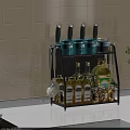 Black Multi tiered Bathroom Cabinet Rack With Toiletries Storage And Decorative Plant