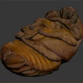 Hand Carved Insect Like Sculpture With Brown Orange Texture And Artistic Details