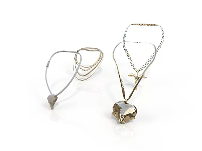 Stylish Silver And Gold Necklaces With Heart And Cross Pendants For Daily Use 3d model