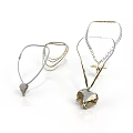 Stylish Silver And Gold Necklaces With Heart And Cross Pendants For Daily Use