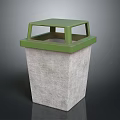 Concrete Trash Bin With Green Lid And Open Top Design For Outdoor Use