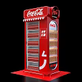 Red Coca-Cola Beverage Cooler With Multiple Shelves Displaying Bottled Drinks 3d model