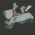 Futuristic Spaceship Design With Streamlined White Body And Red Blue Accents For Space Exploration