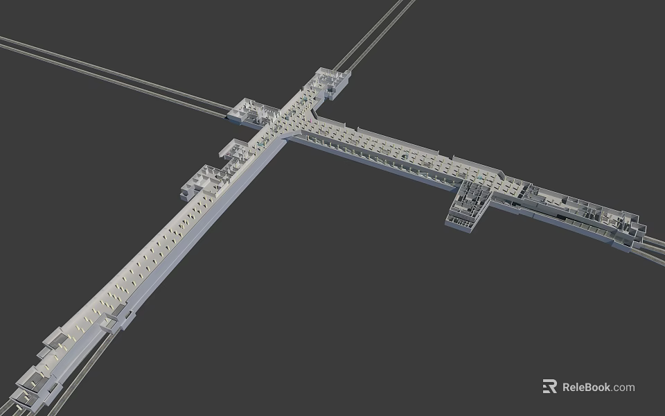 Modern Road Infrastructure Featuring Intersection Overpass Multi Lane Design And Traffic Facilities 3d model