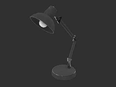Adjustable Black Desk Lamp With Flexible Arm Round Base And Curved Shade 3d model