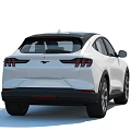 White Electric SUV With Pony Logo Sleek Headlights And Aerodynamic Body Design