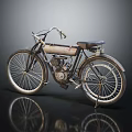 Vintage Classic Motorcycle With Black Seat Large Wheels And Metal Frame Design