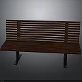 Building Exterior Wooden Bench with Slatted Design and Metal Support Legs for Outdoor Seating Areas