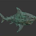 Mechanical Shark Sculpture With Steampunk Metal Gears Red Eyes And Open Mouth
