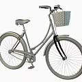 Stylish Classic Bicycle With Front Woven Basket Comfortable Seat And Silver Frame Design 3d model