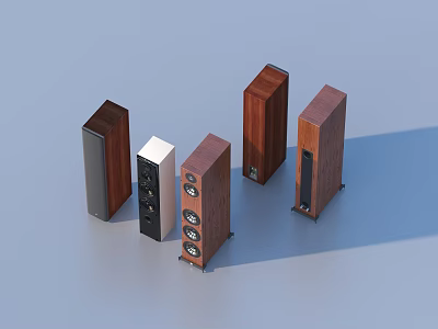 Modern Home Audio Speakers With Various Wooden And White Designs For Daily Use 3d model