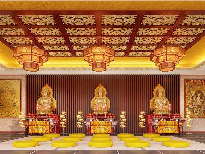 Chinese Buddhist temple shrine 3d model