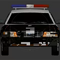 Functional Police Car With Red And Blue Emergency Lights And White Dark Body