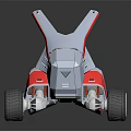 Futuristic Silver And Red Concept Car With Large Wheels And Sleek Exterior