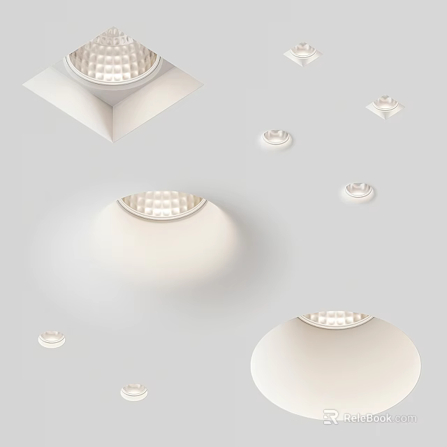 Modern Interior Ceiling Lighting With Embedded Downlights And Spotlights For Home Illumination 3d model 