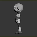 3D Robot Model With White Gray Body Large Eyes And Standing Pose