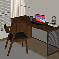 Quiet Ancient Style Desk and Chair Solid Wood Computer Desk and Chair Solid Wood Single Chair Writing Desk Learning Desk and Chair Office Desk and Chair Finished Desk Computer Decoration Combination 3d model