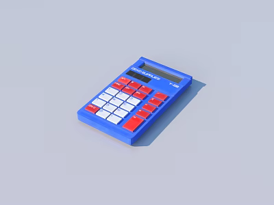 Blue Calculator With Red And White Buttons 8 Digit Display For Daily Use 3d model