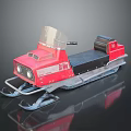 Red Snowmobile With Transparent Windshield Black Seat SNOW Logo And Ski Base