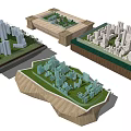 Commercial Equipment Architectural Models For City Planning Display With Wooden Bases