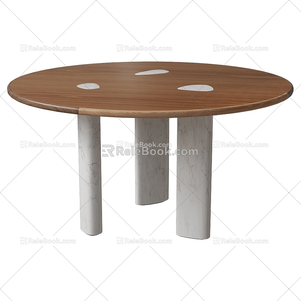 Porada modern minimalist solid wood marble dining table round dining table 3d model