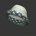 White Linen Hat With Blue Floral Pattern On Brim For Summer Fashion Look