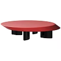 Stylish Oval Shaped Coffee Tables With Red And Gray Tops And Black Bases