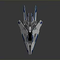 Futuristic Sci Fi Starship With White Blue Sleek Design Advanced Mechanical Weapons