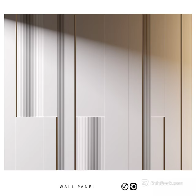 Modern Wall Interior Design With Vertical Stripes And Sleek Panel Details 3d model