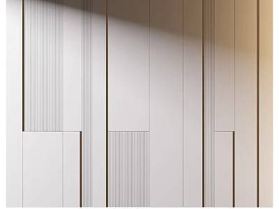 Modern Wall Interior Design With Vertical Stripes And Sleek Panel Details 3d model