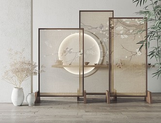 New Chinese-style partition screen partition 3d model